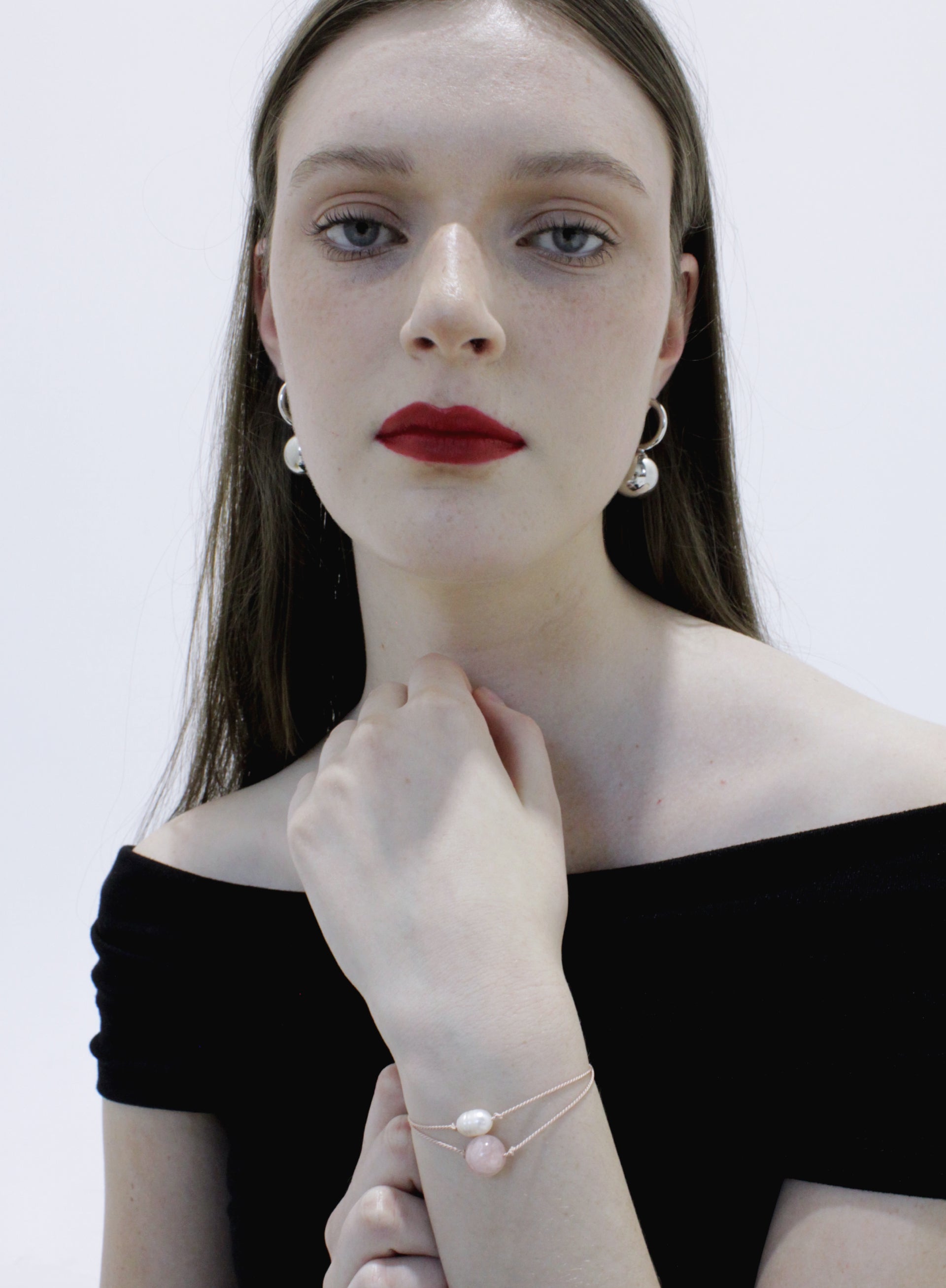 pearl pink silk cord bracelet