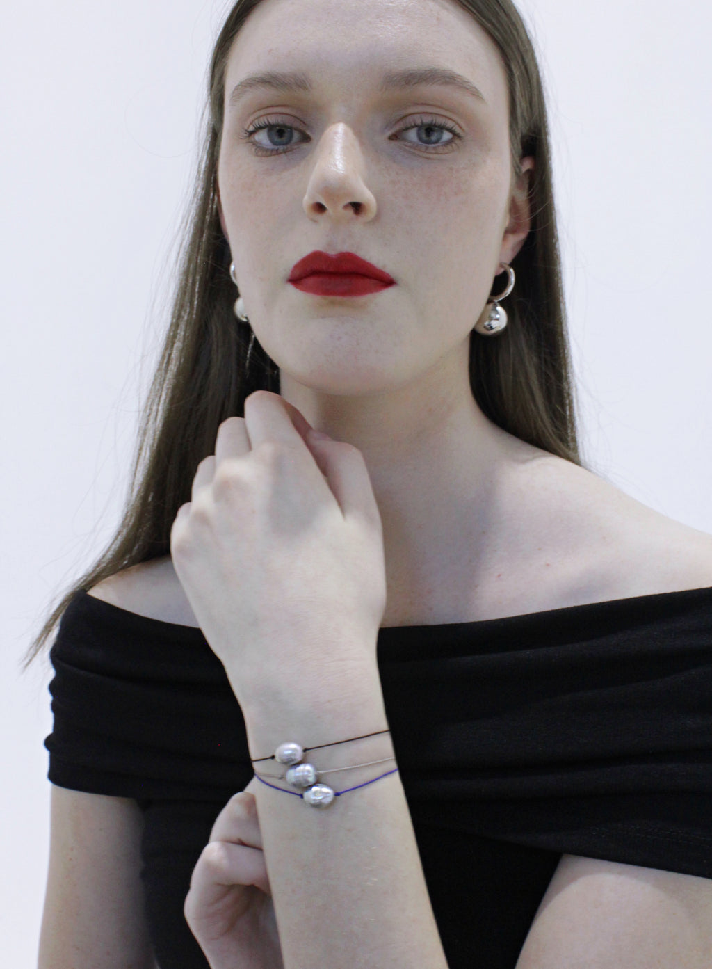 Grey Pearl Silk Cord Bracelet