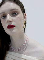 rose quartz beaded collar necklace