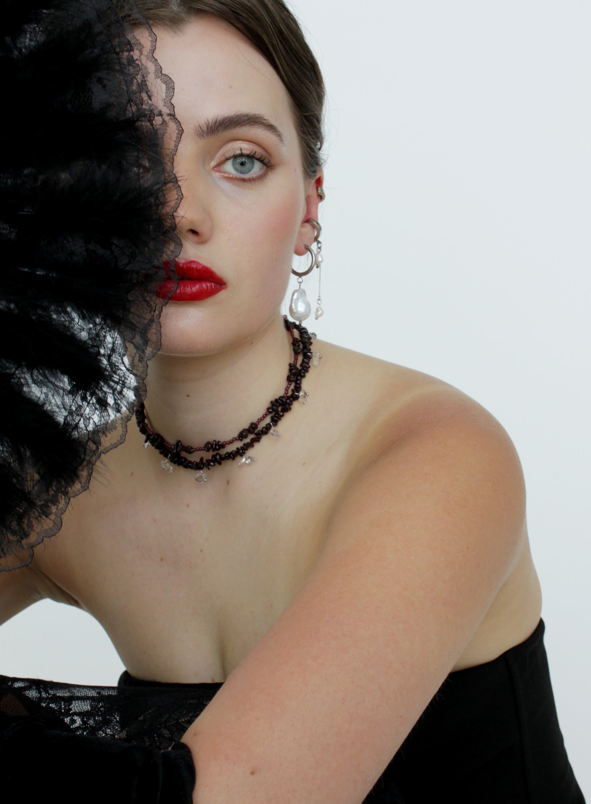 Munai Garnet Clear Quartz Necklace