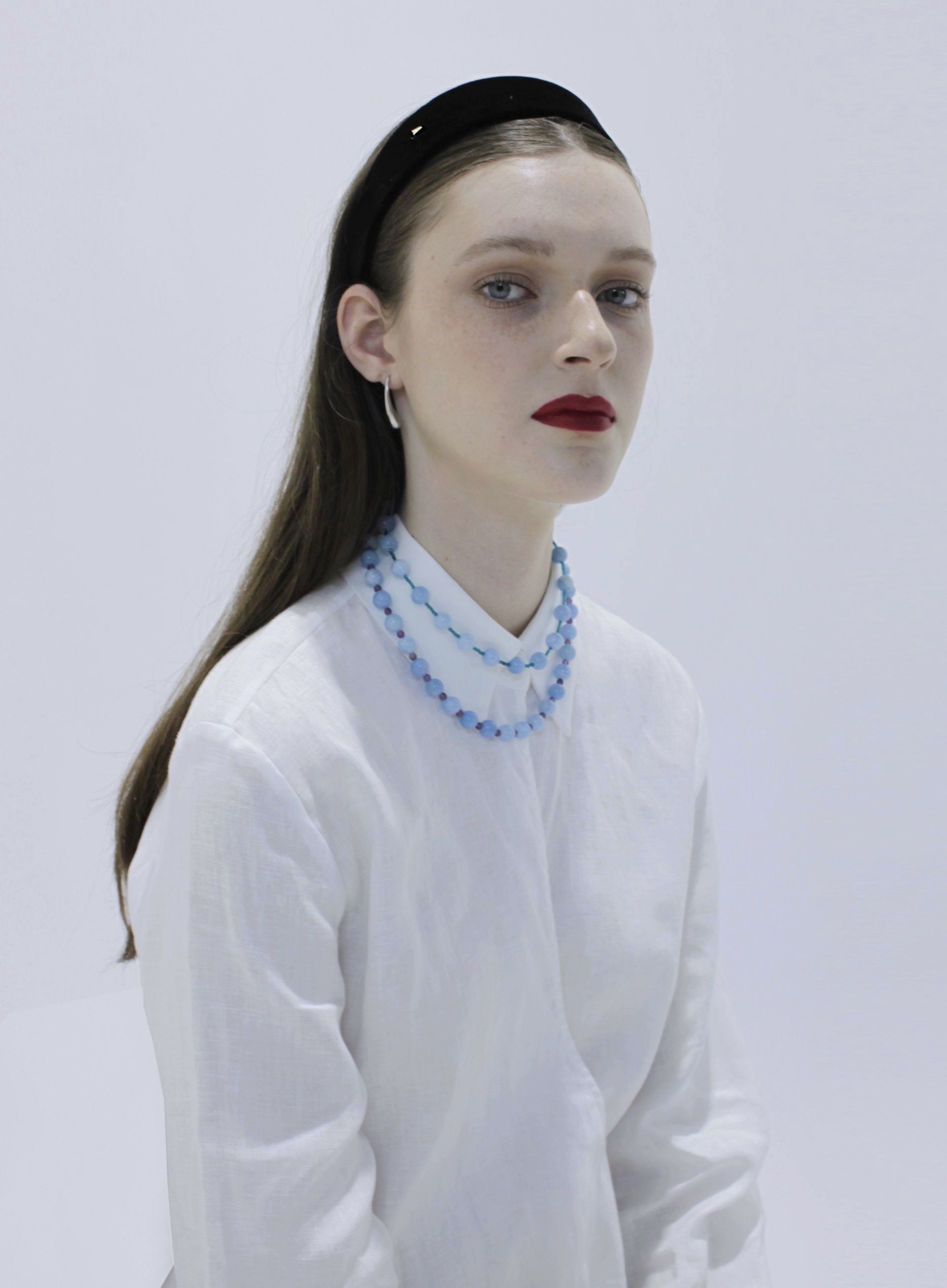 blue mix stones beaded collar necklace