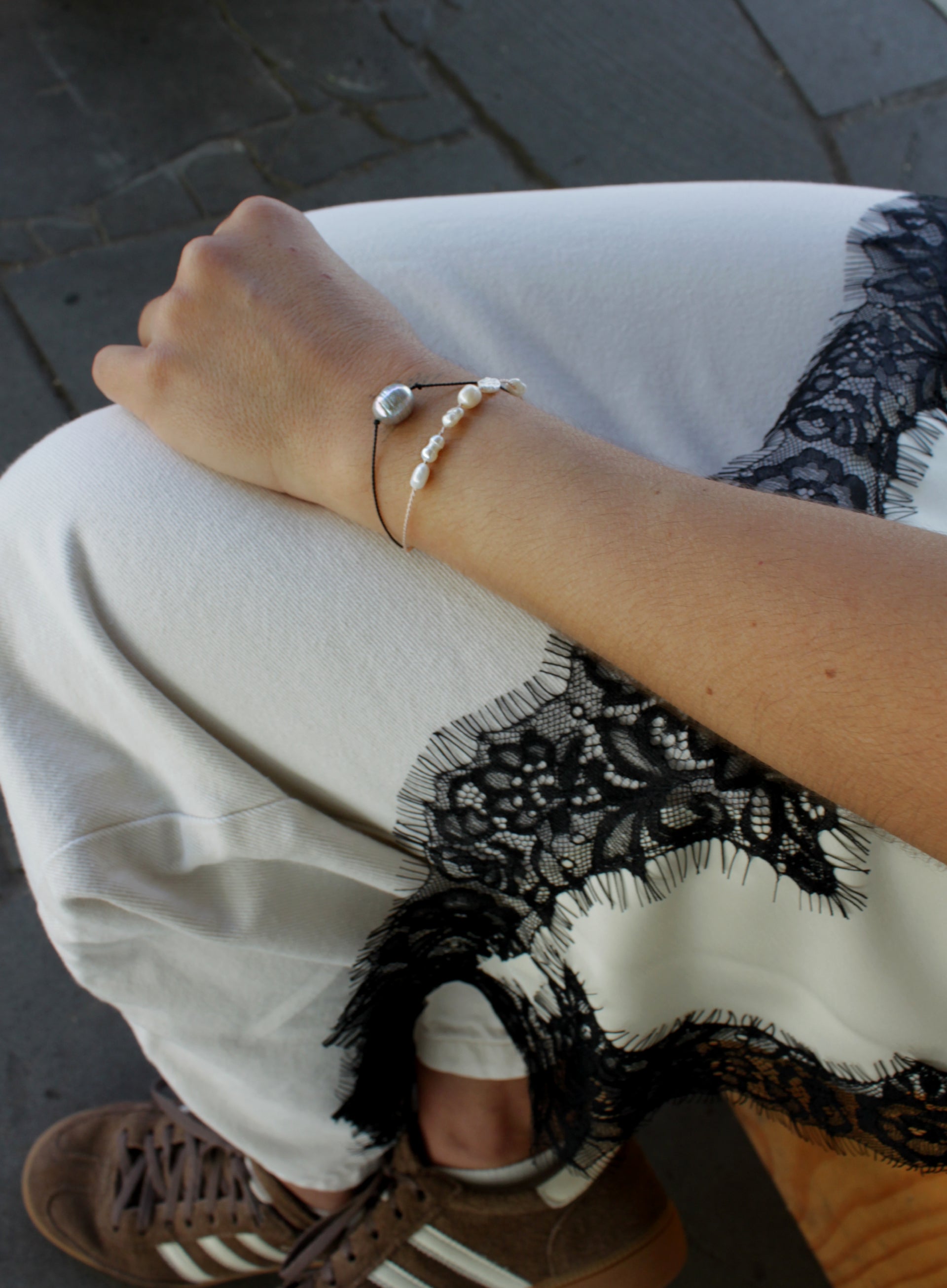 Baline Petite Pearls Petal Silk Cord Bracelet