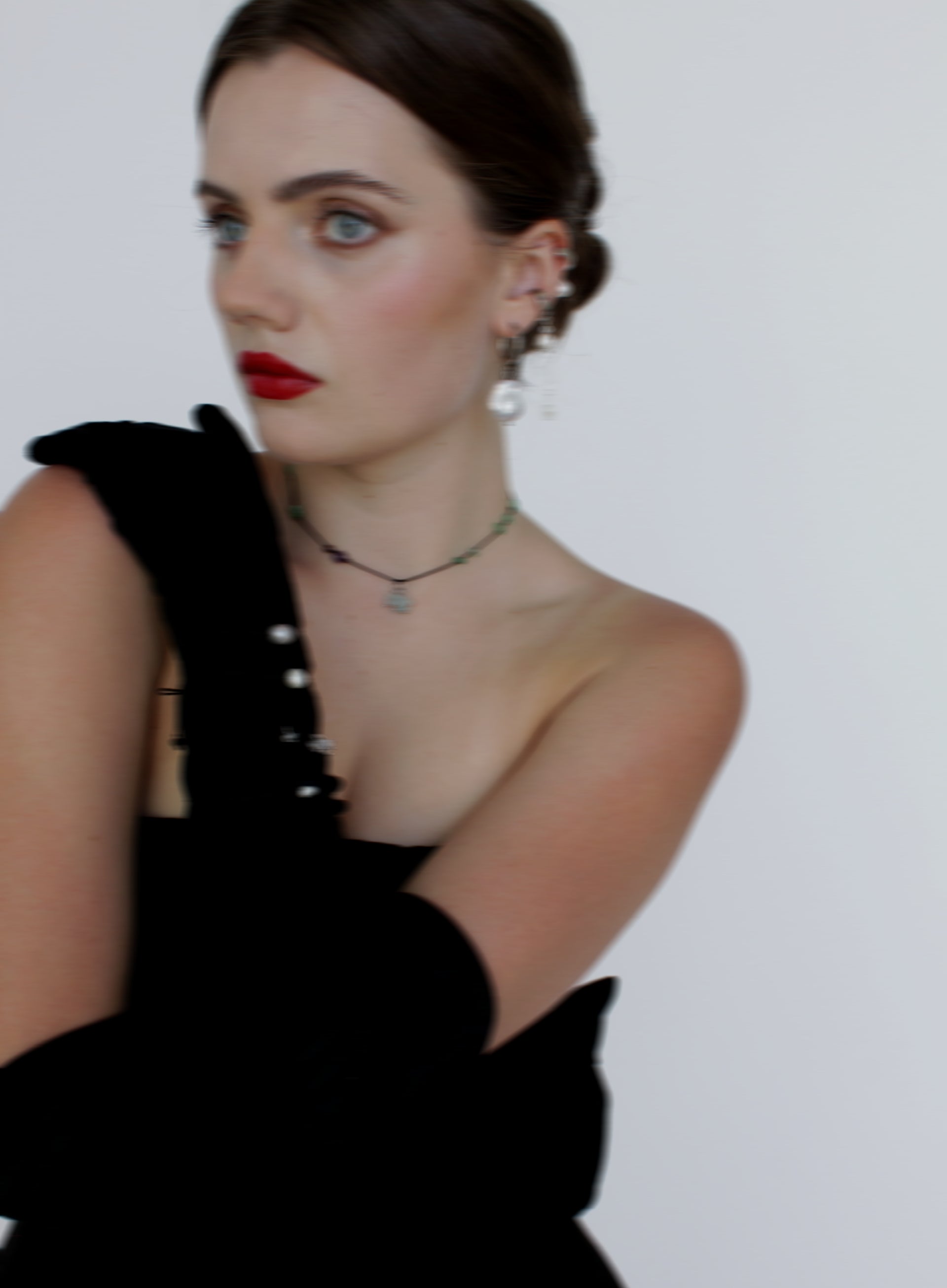 fitted lace wedding dress Mary Velvet Pearl Trim Bow Detail Midi Dress -  Black | Occasion Dress
