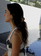 Woman with a ponytail wearing hair claw