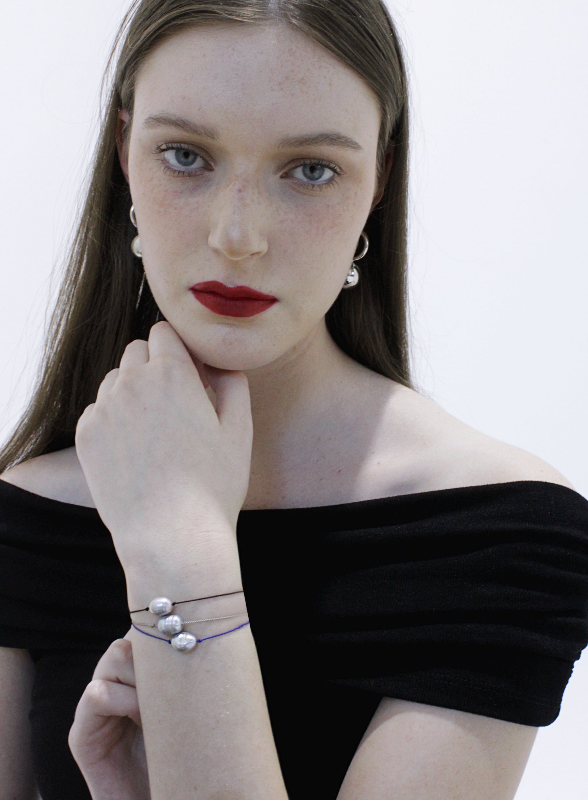 Grey Pearl Silk Cord Bracelet