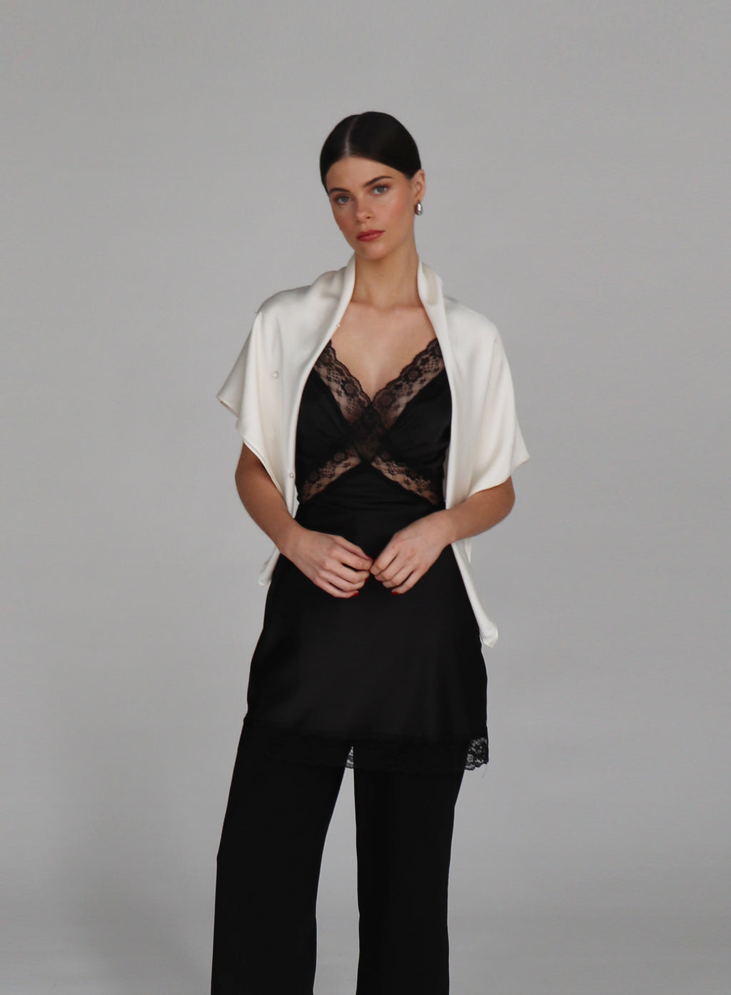 Eugenia Pearl Embellished Silk Scarf