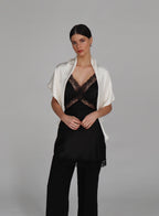 Eugenia Pearl Embellished Silk Scarf