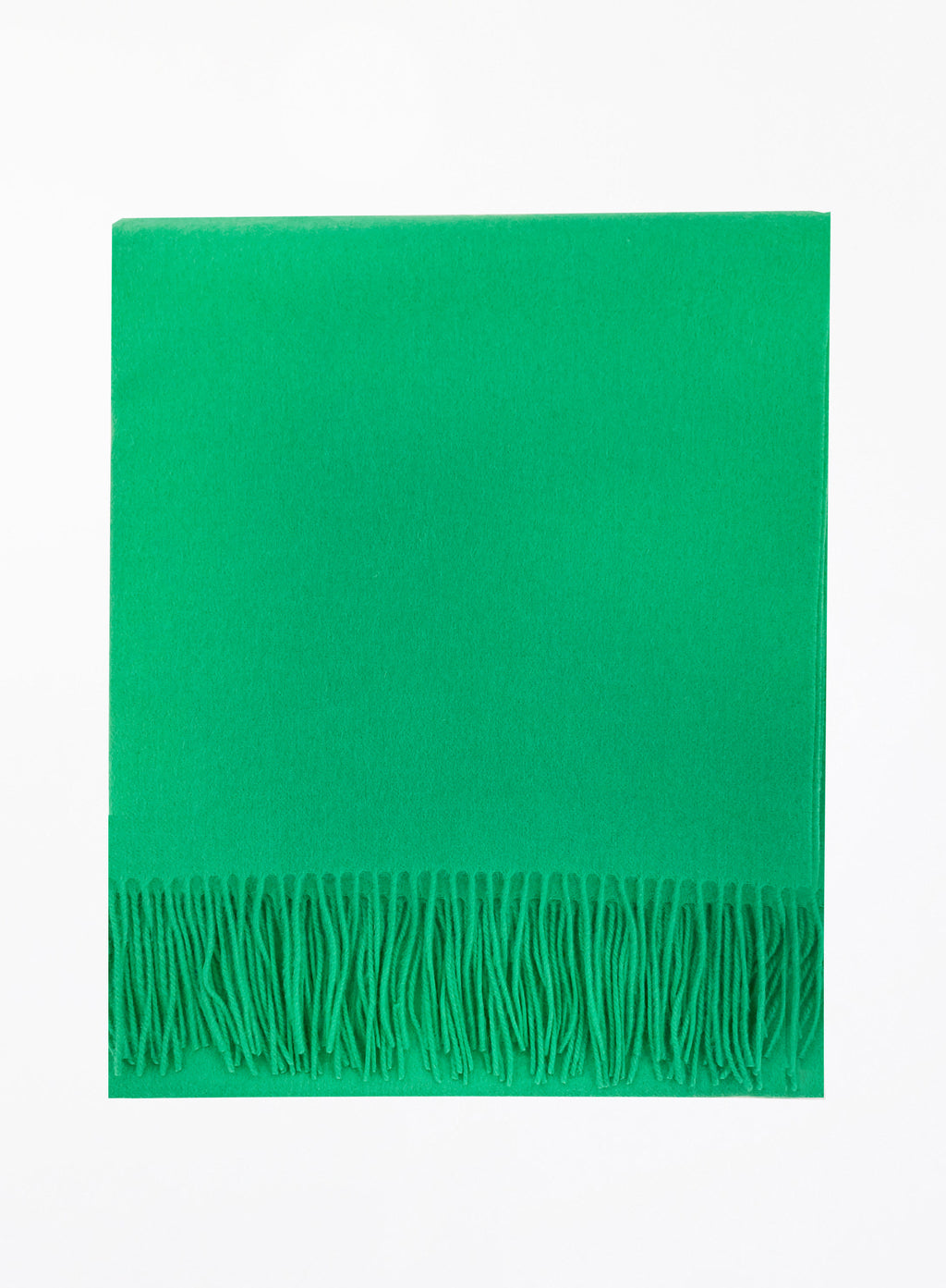 Green Fringed Wool Scarf
