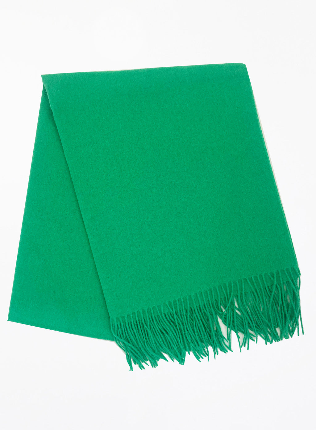 Green Fringed Wool Scarf