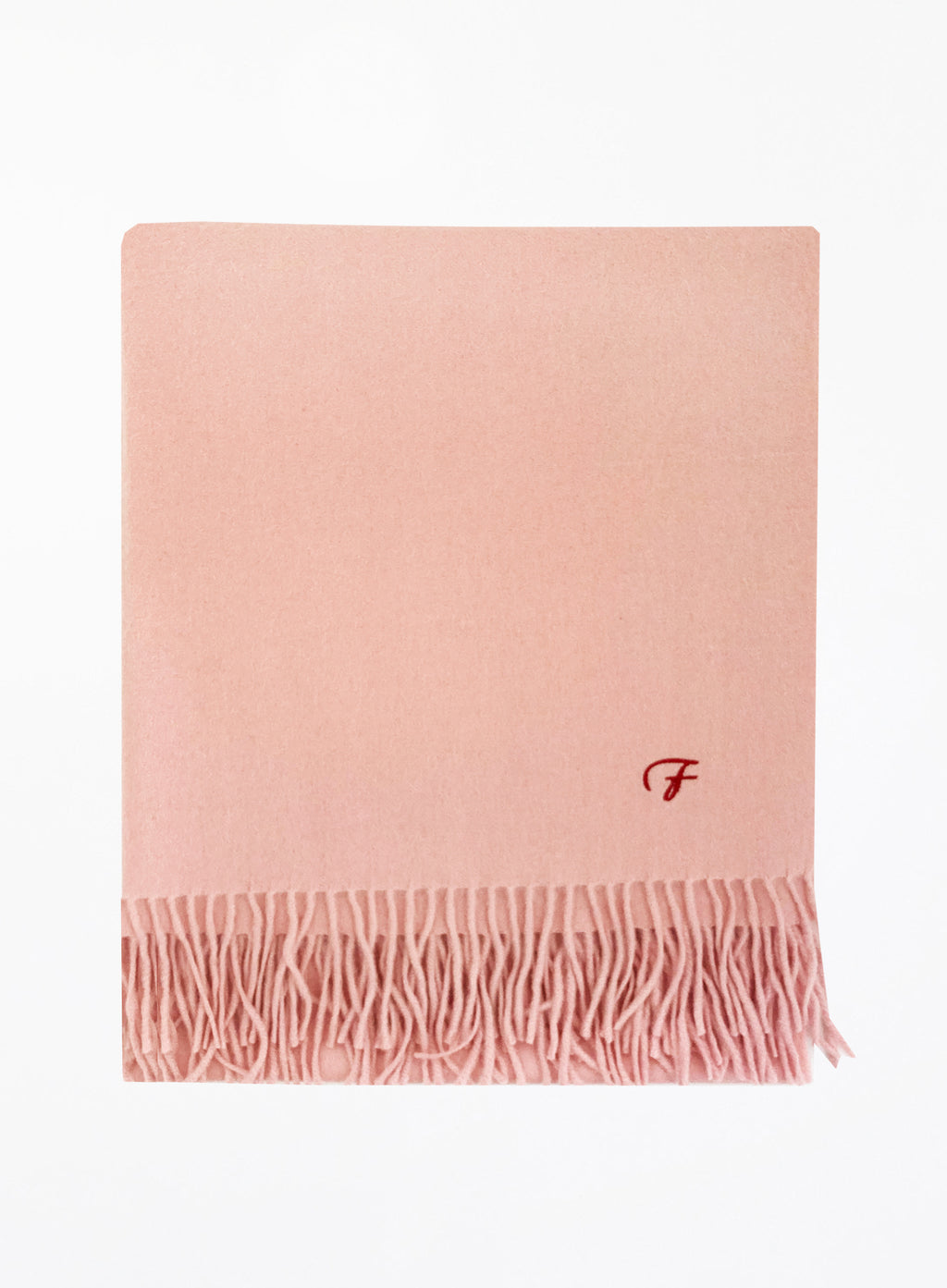 Pink Fringed Wool Lambswool Scarf