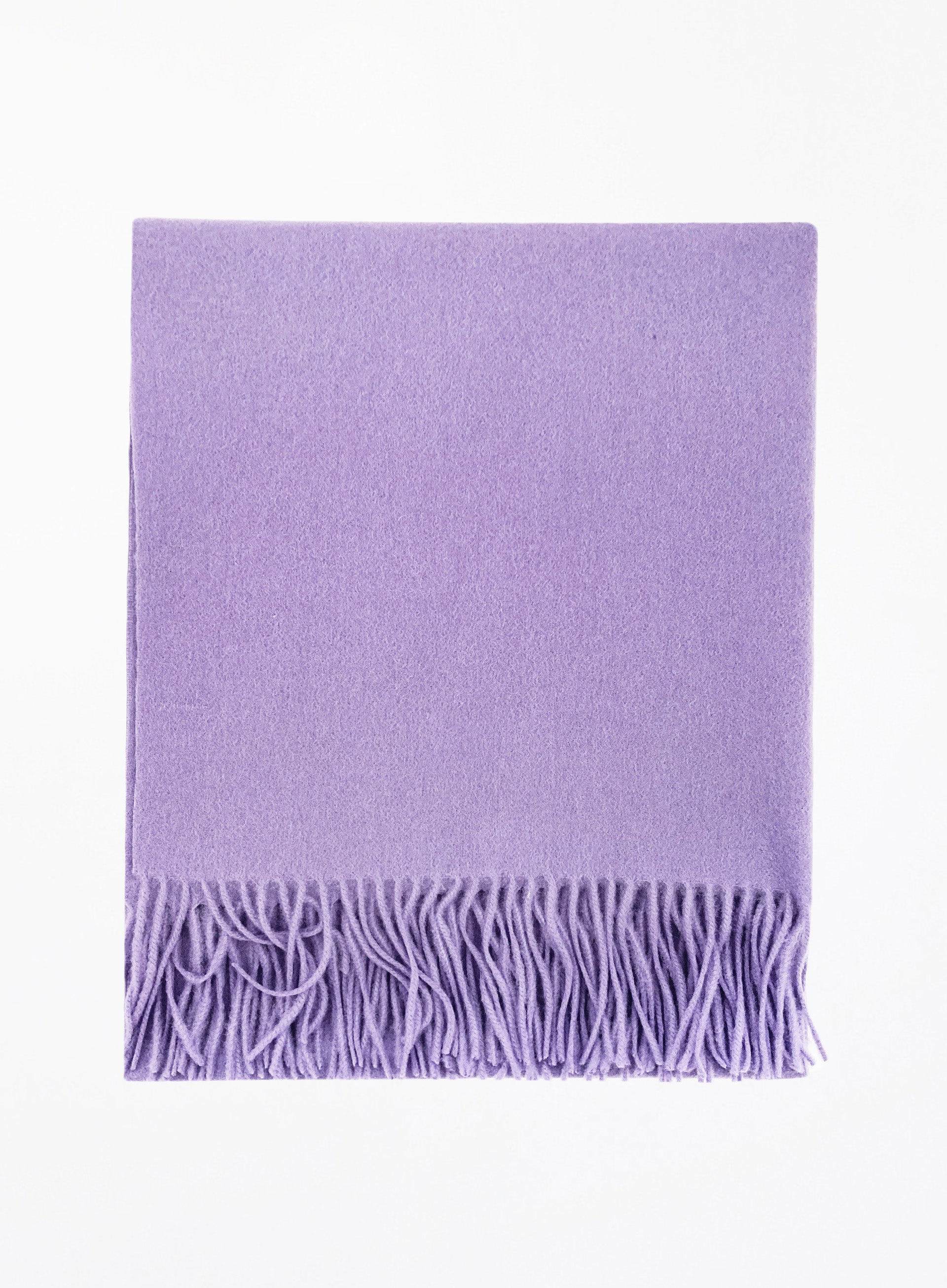 Purple Fringed Wool Lambswool Scarf