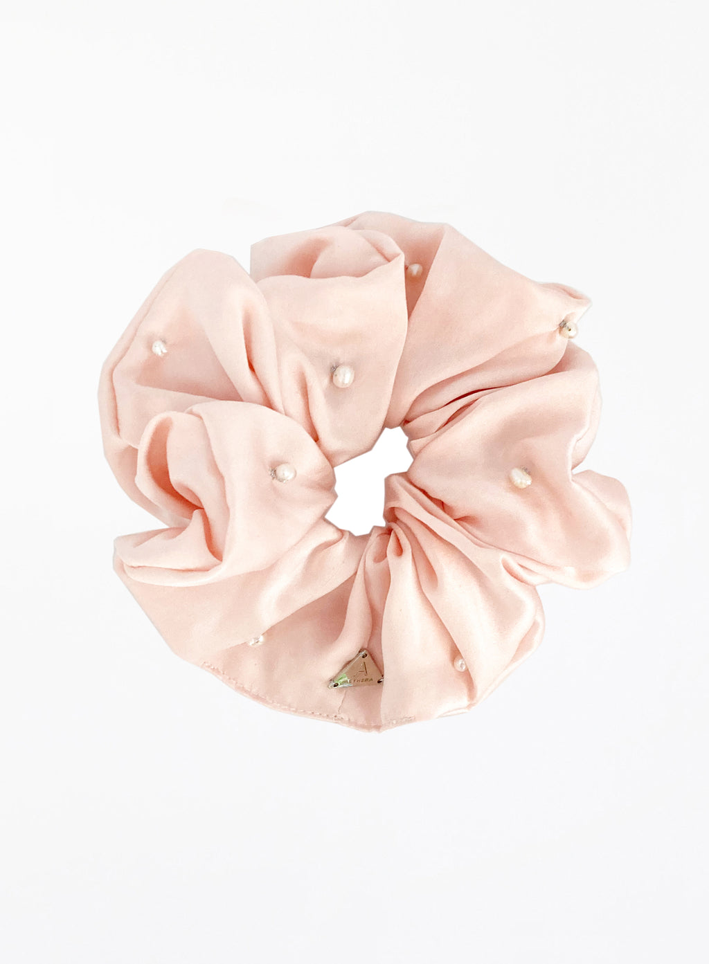 Pink Pearls Embellished Oversized Silk Scrunchie