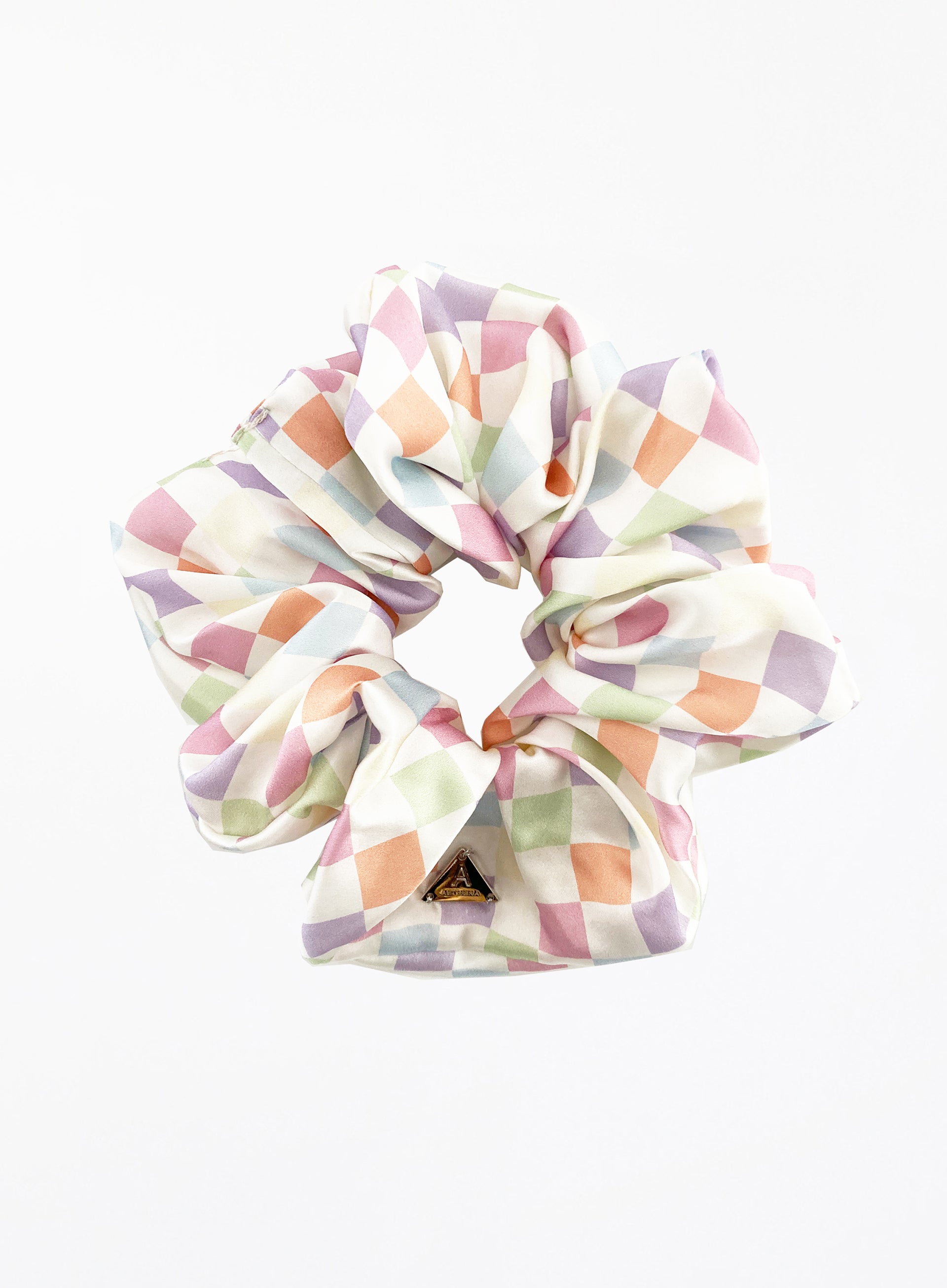 Checked Oversized Silk Scrunchie