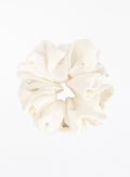 White Pearls Embellished Oversized Silk Scrunchie