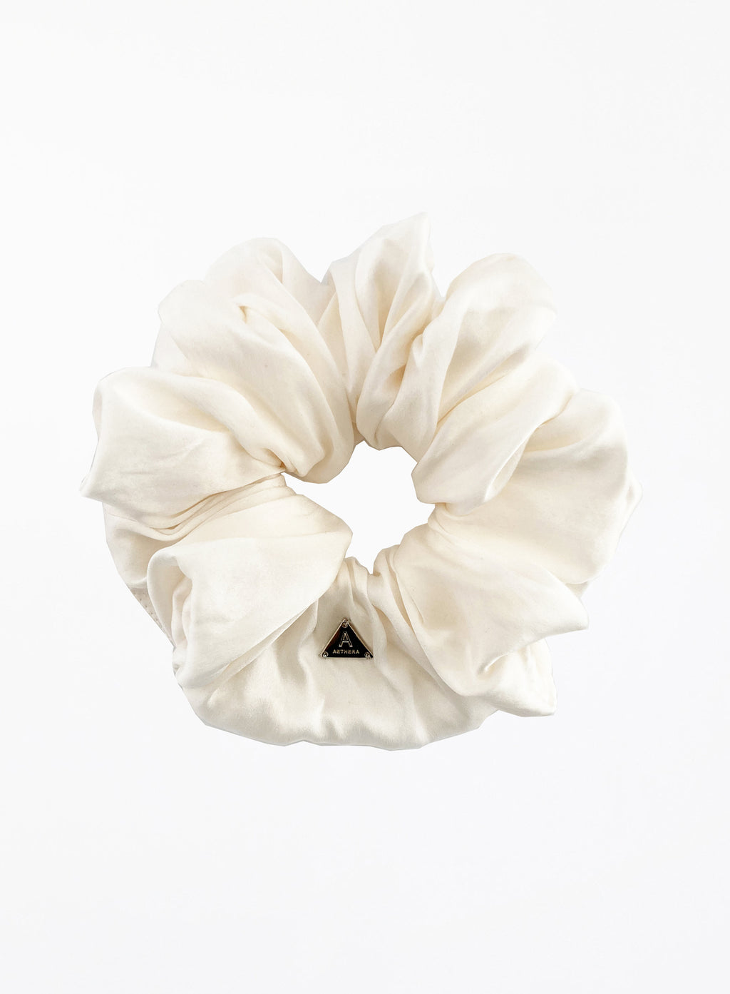 White Oversized Silk Scrunchie