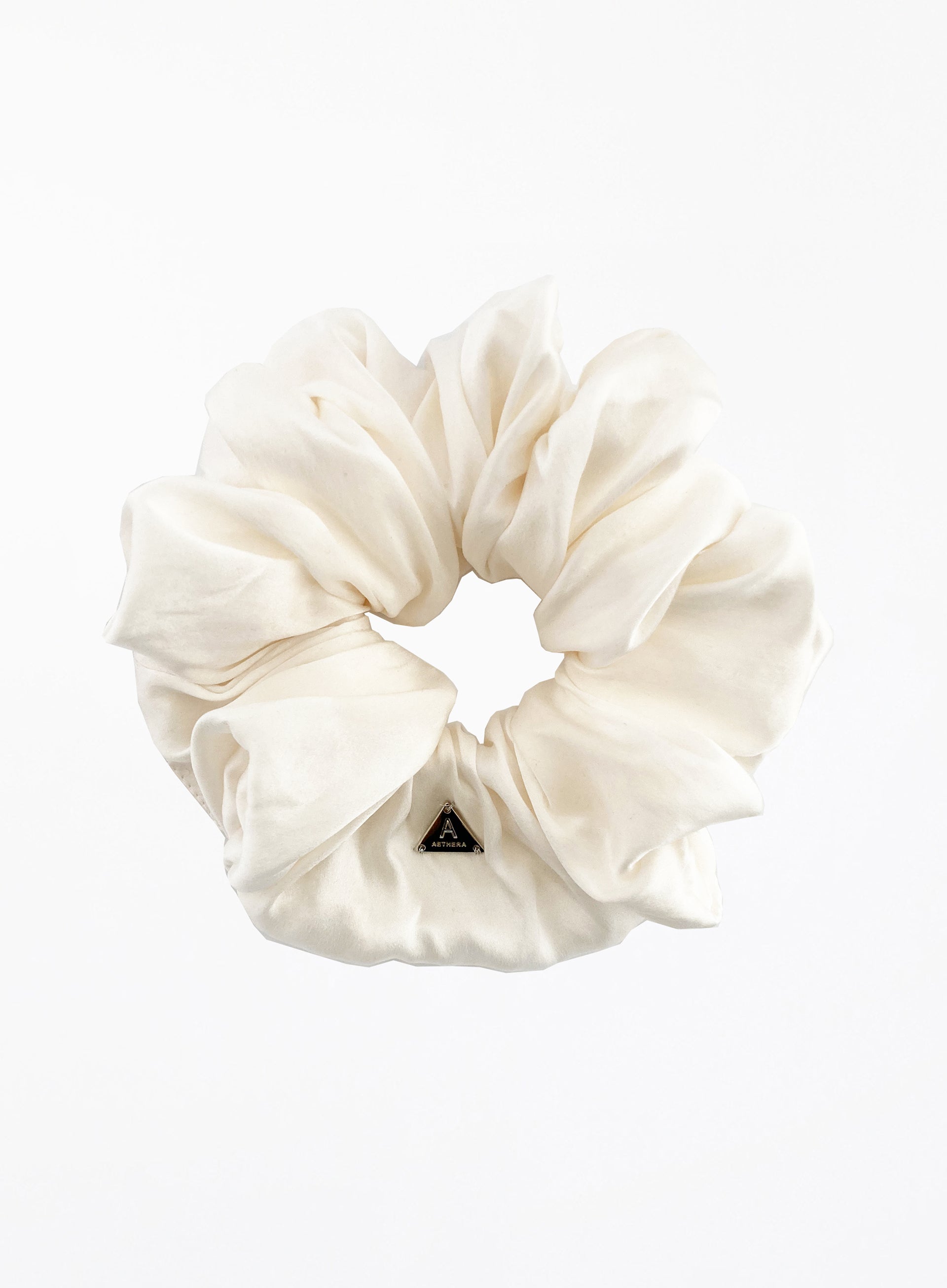 White Oversized Silk Scrunchie