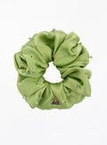 Green Embellished Oversized Silk Scrunchie 