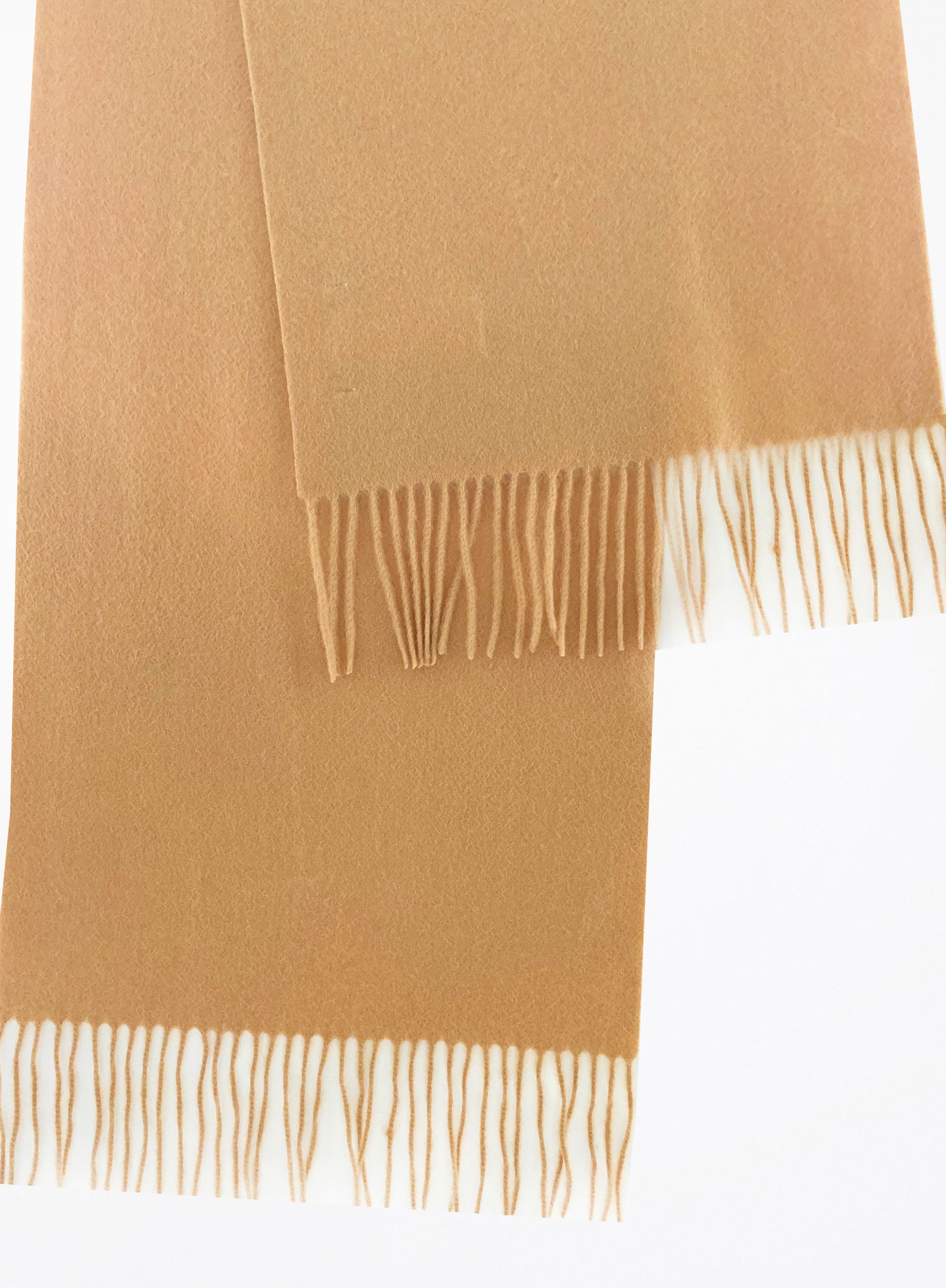 Camel Fringed Cashmere Scarf