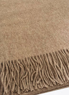 Beige Fringed Wool Lambswool Scarf
