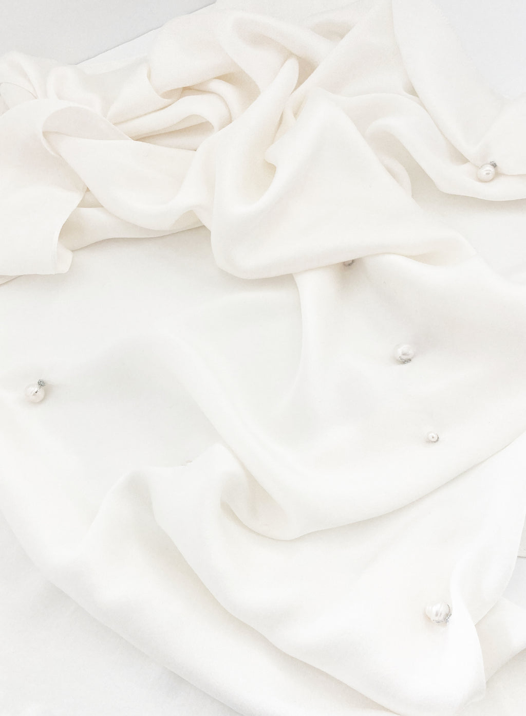 Eugenia Pearl Embellished Silk Scarf