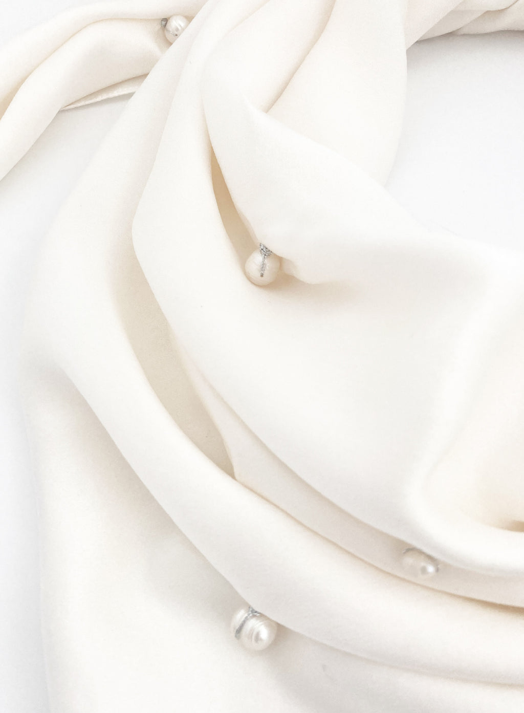 Eugenia Pearl Embellished Silk Scarf