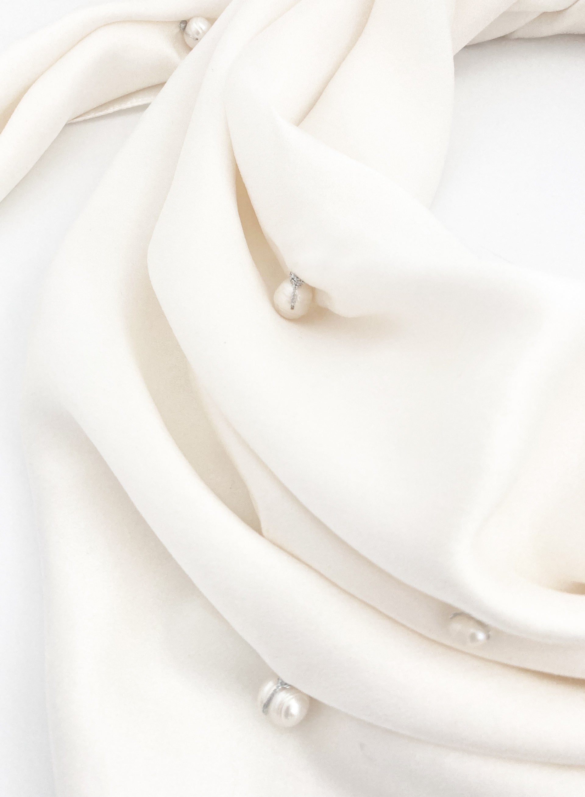 Eugenia Pearl Embellished Silk Scarf