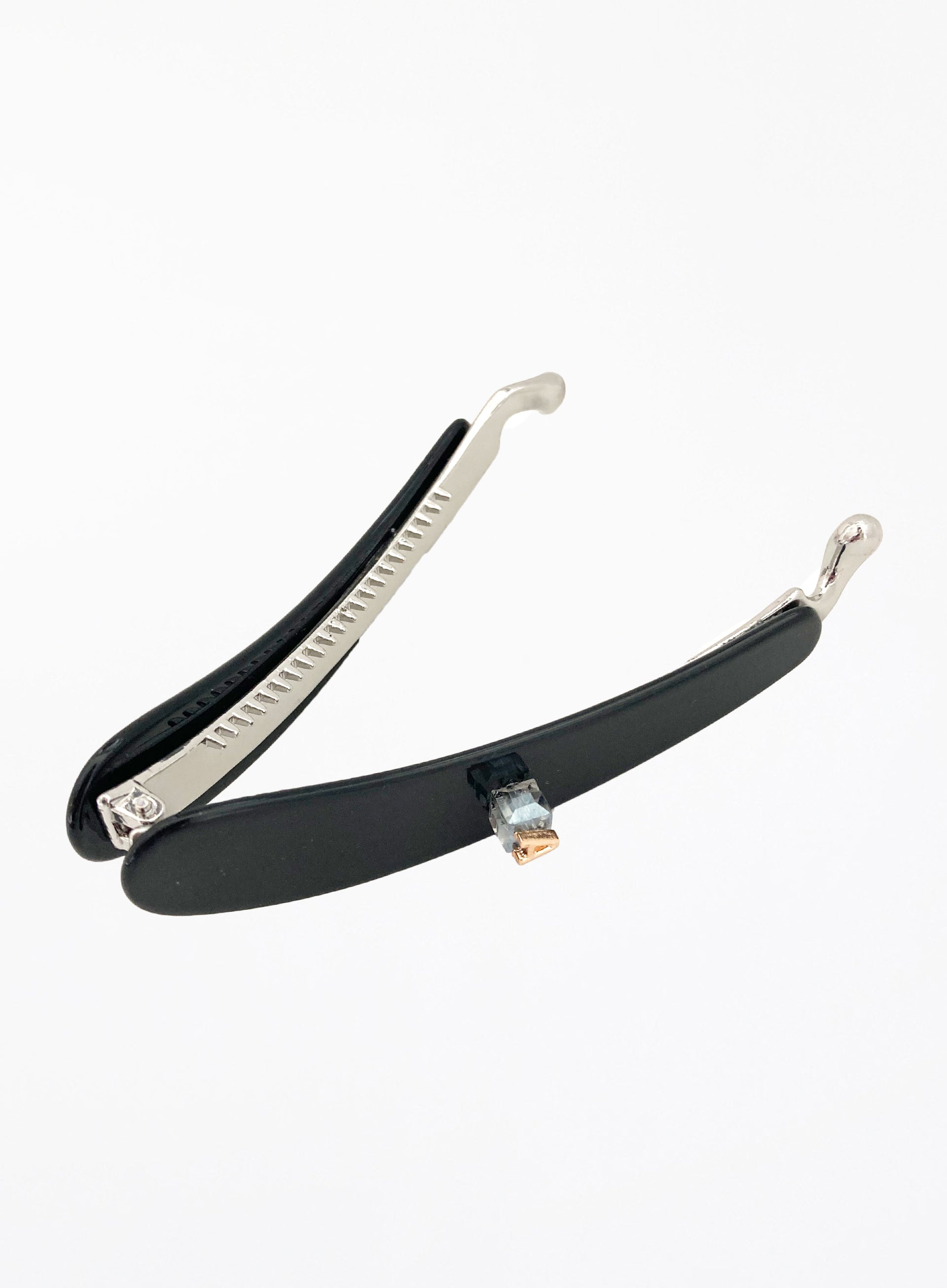 Black Embellished Acetate Banana Clip