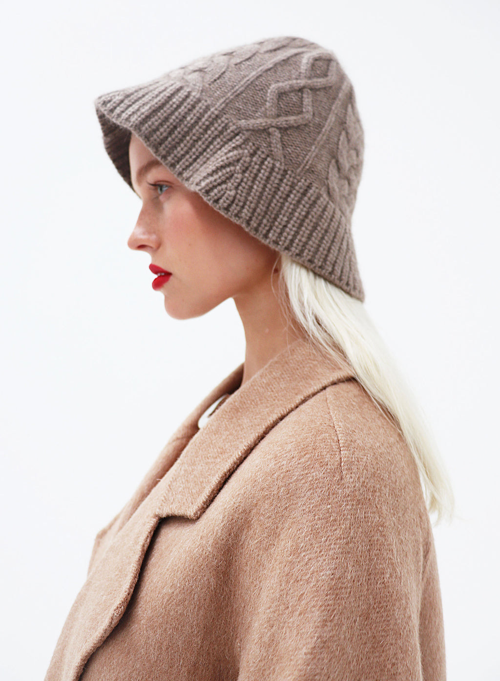 brown cashmere bucket hat