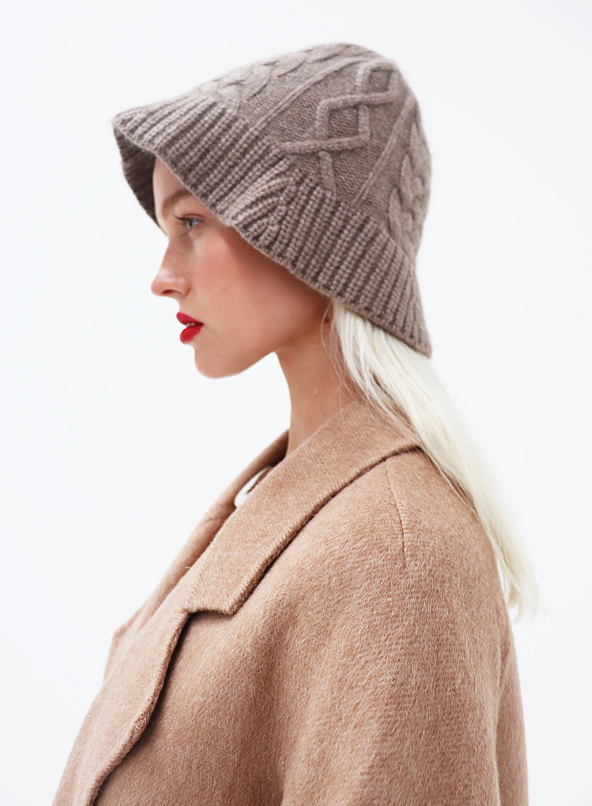 brown cashmere bucket hat