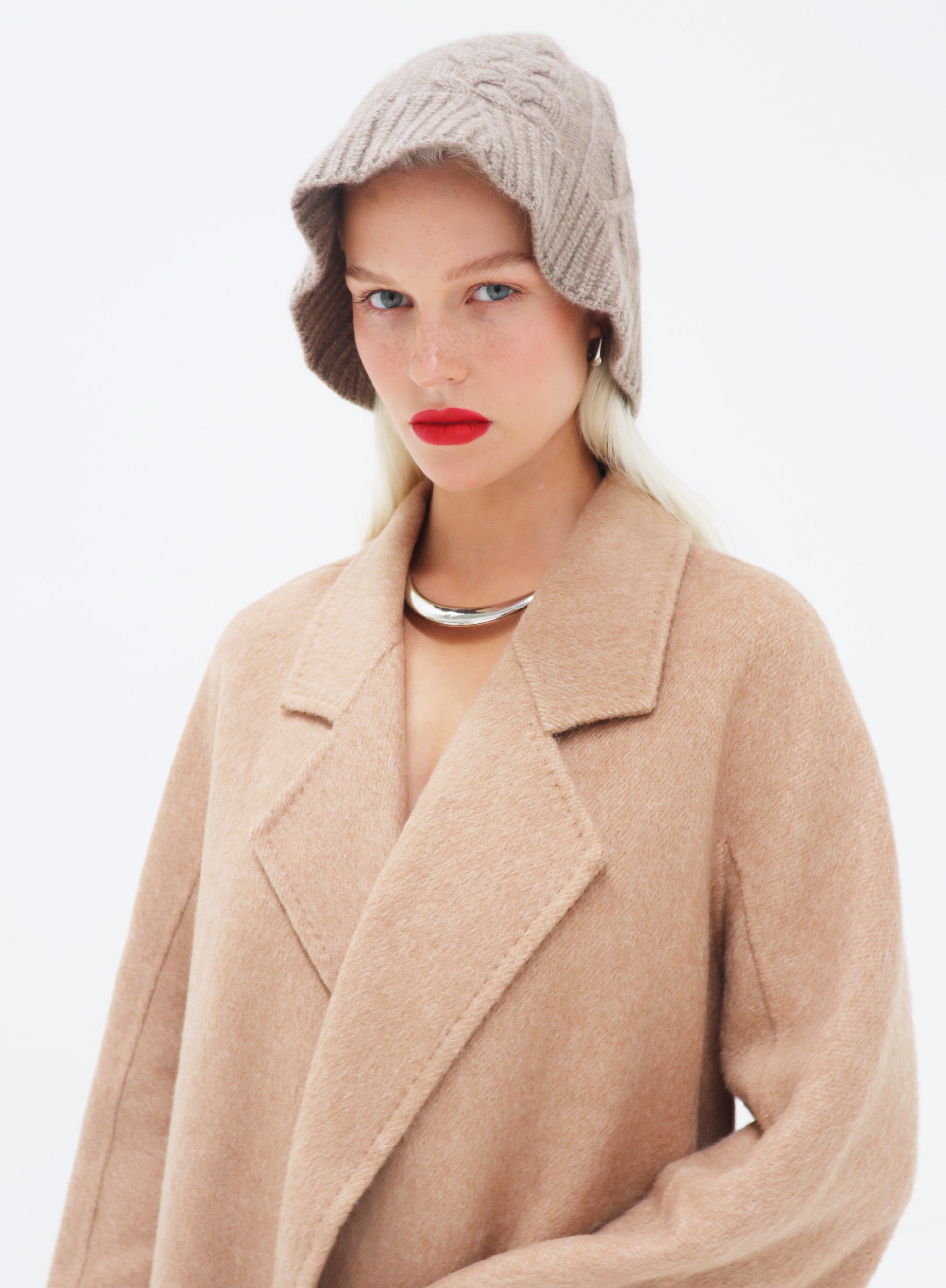 brown cashmere bucket hat