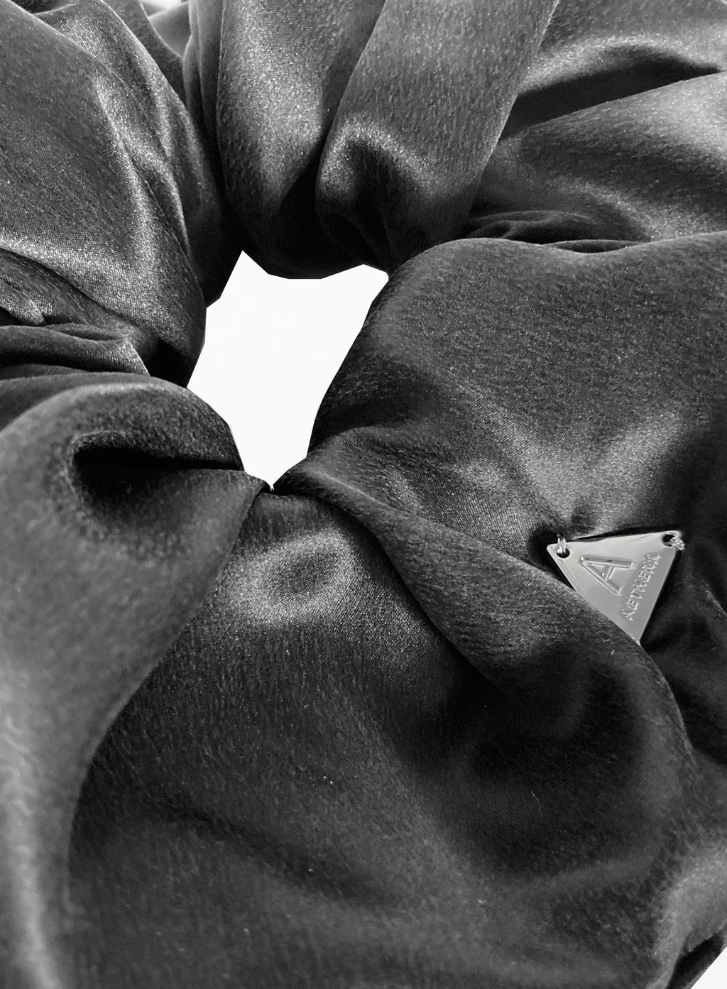 Black Oversized Silk Scrunchie