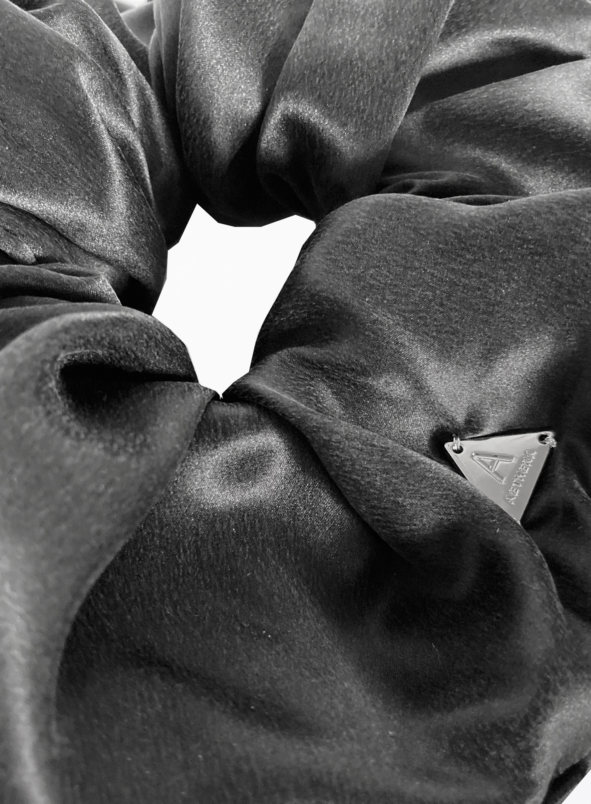 Black Oversized Silk Scrunchie