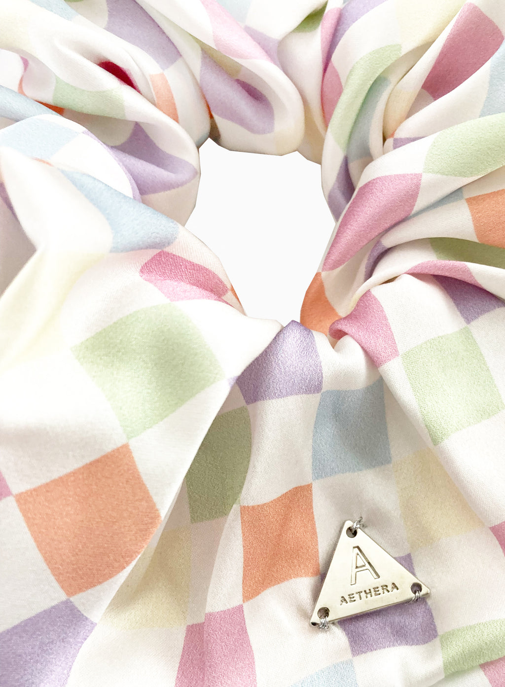 Checked Oversized Silk Scrunchie