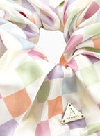 Checked Oversized Silk Scrunchie