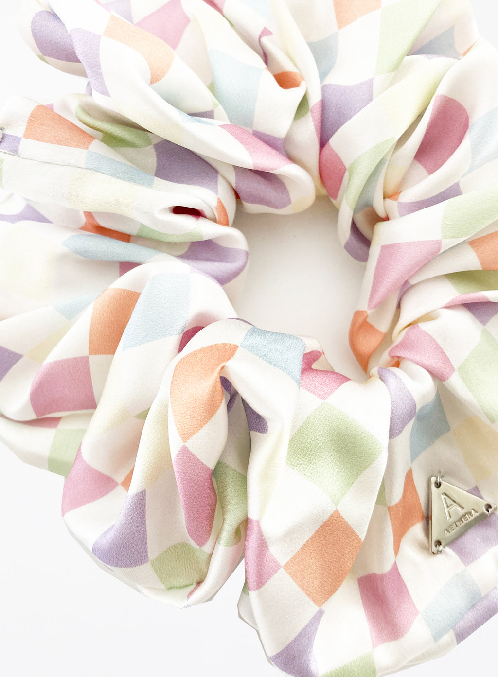 Checked Oversized Silk Scrunchie