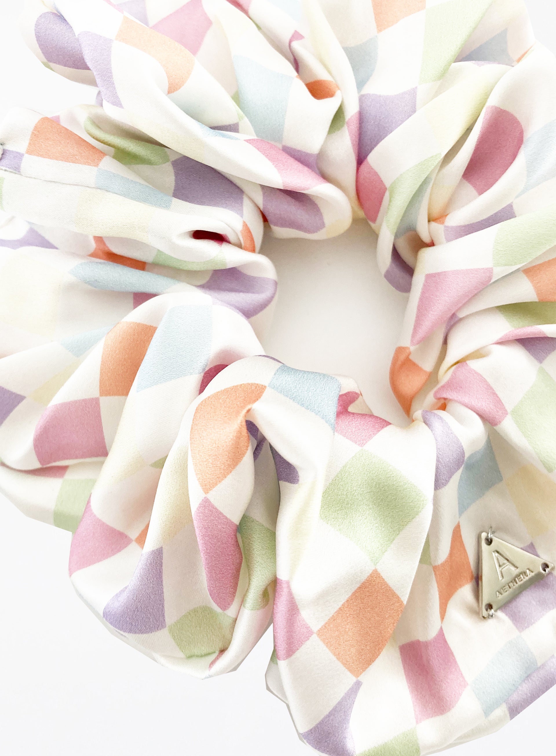 Checked Oversized Silk Scrunchie