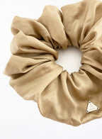 Beige Oversized Silk Scrunchie