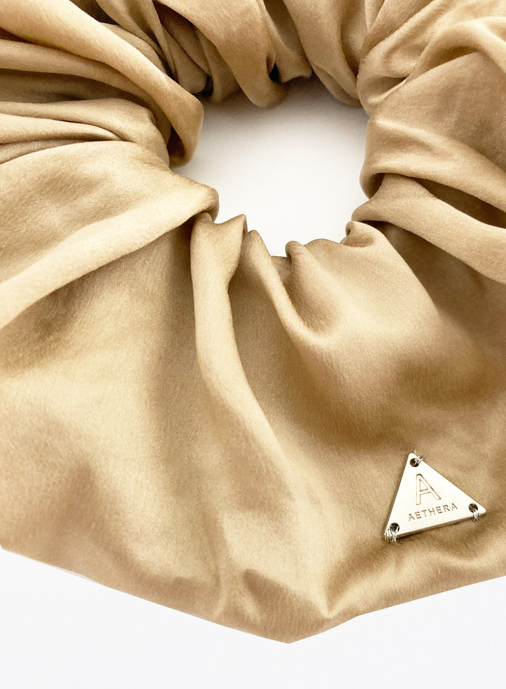 Beige Oversized Silk Scrunchie