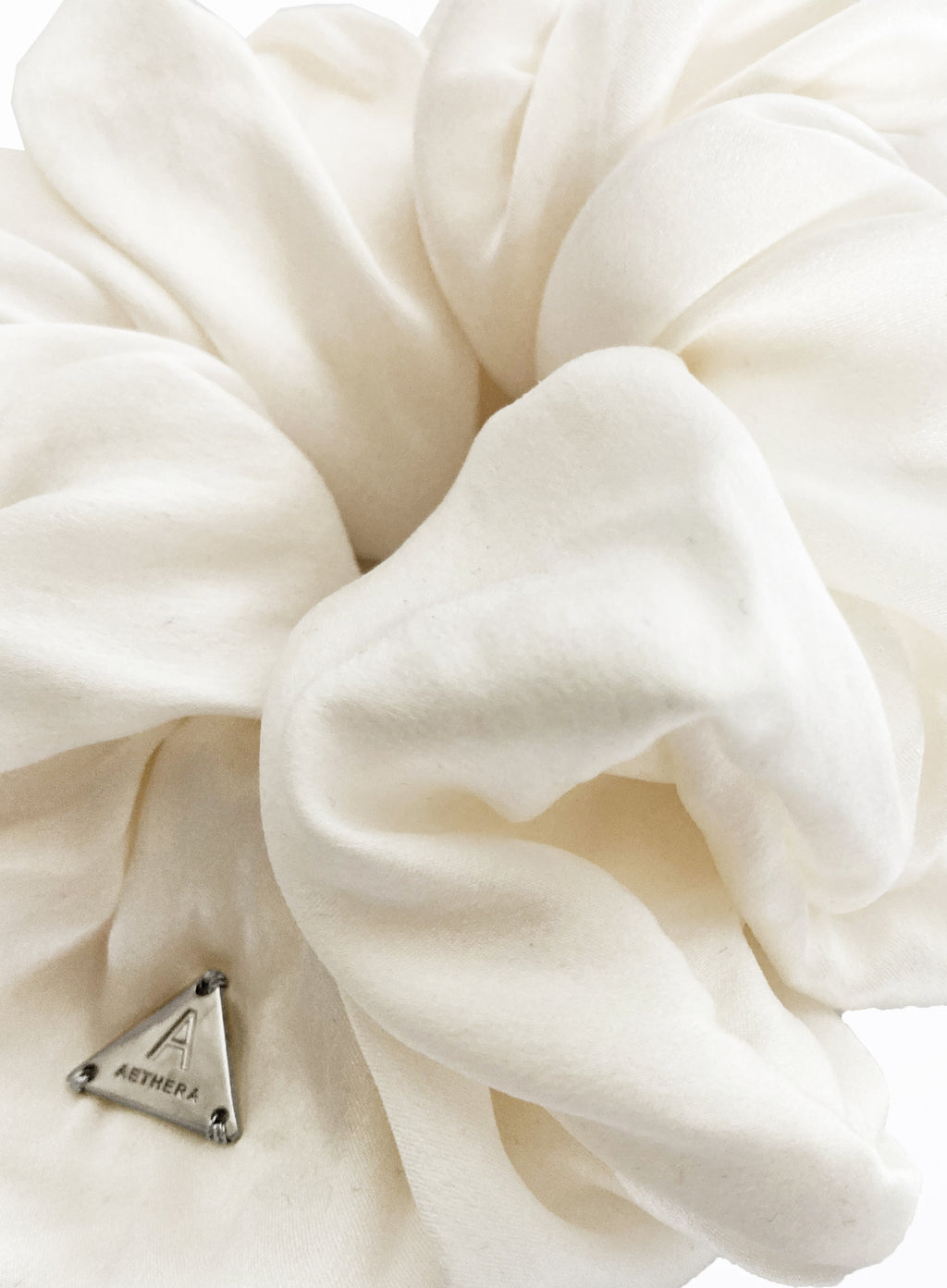 White Oversized Silk Scrunchie