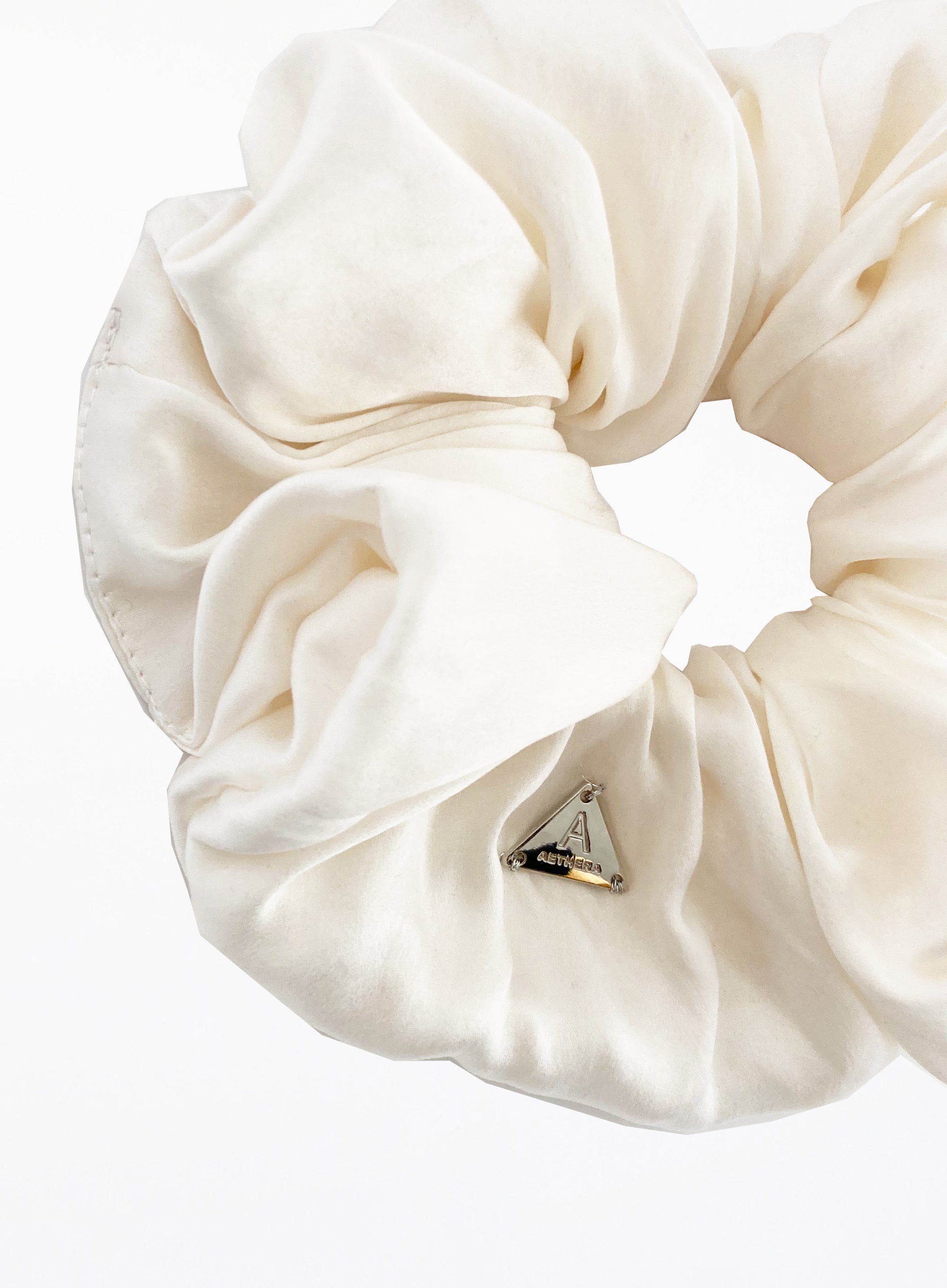 White Oversized Silk Scrunchie