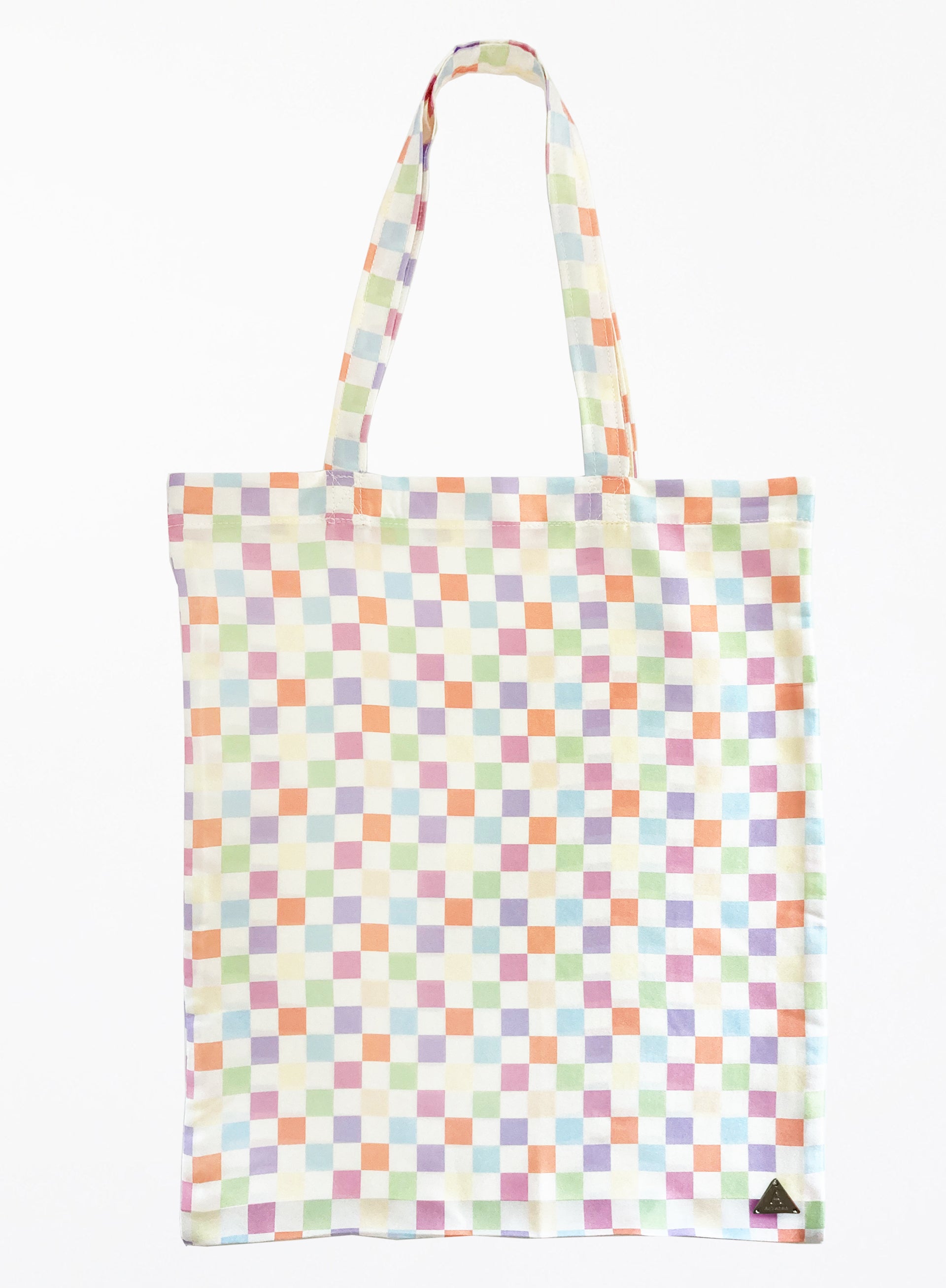 Checked Silk Tote Bag