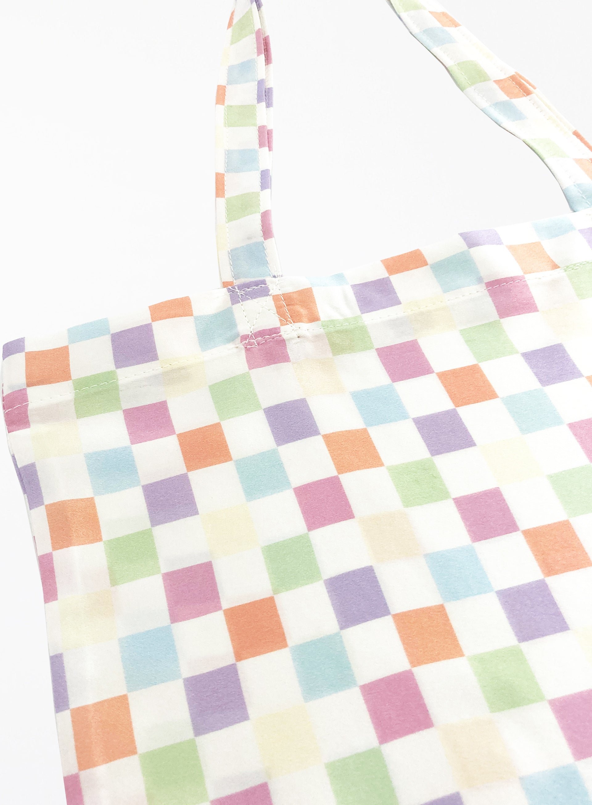 Checked Silk Tote Bag