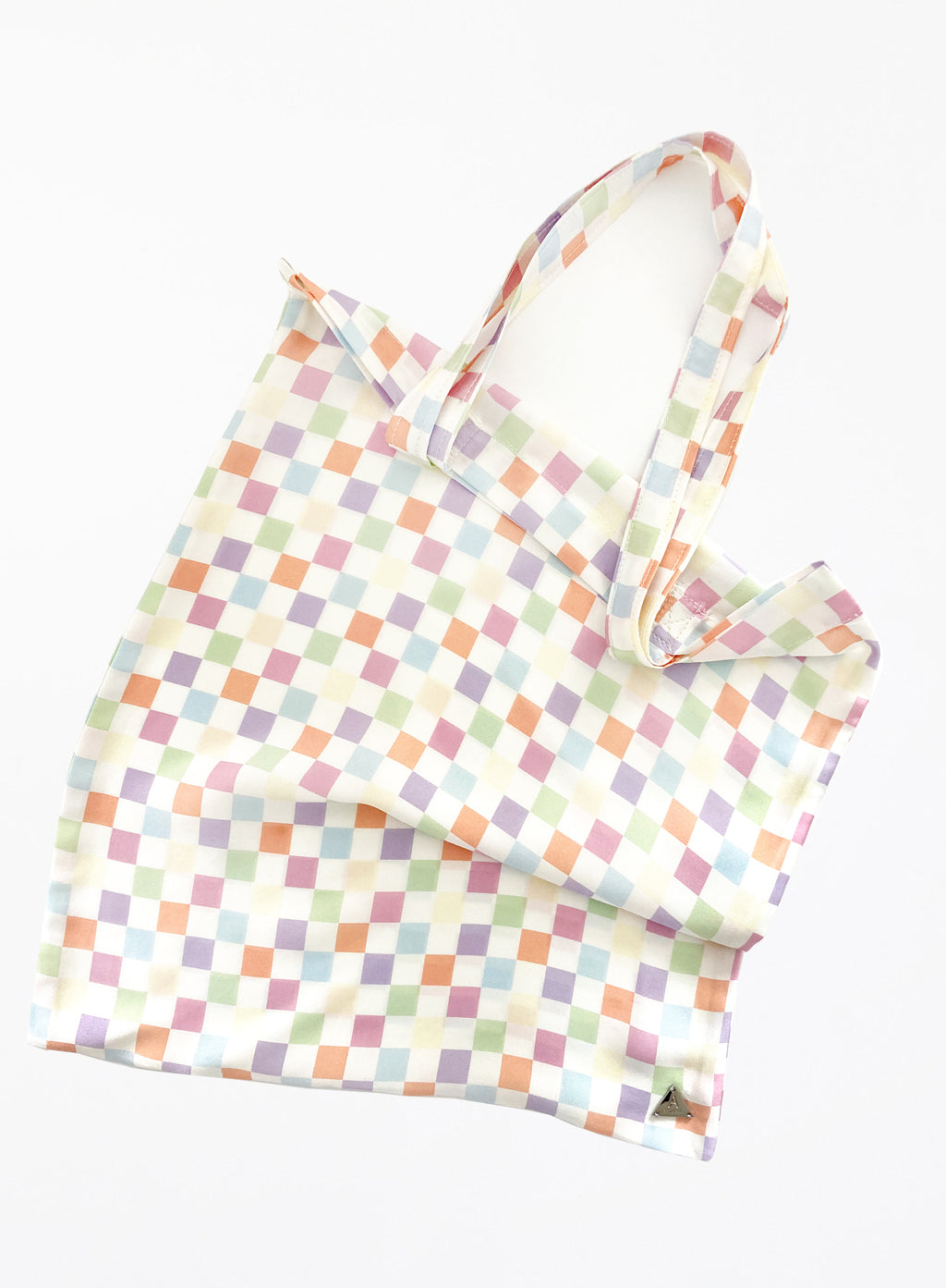 Checked Silk Tote Bag