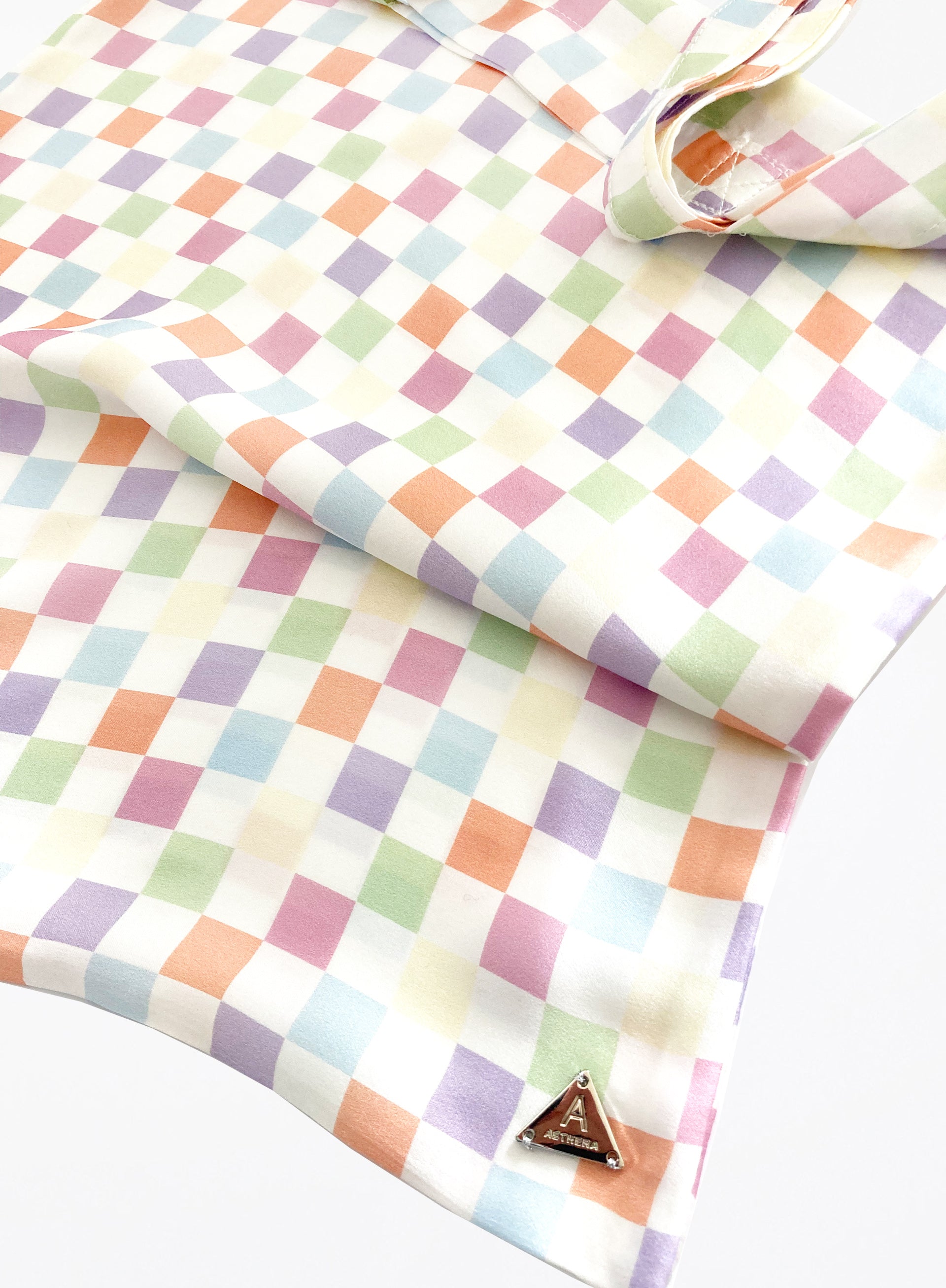 Checked Silk Tote Bag