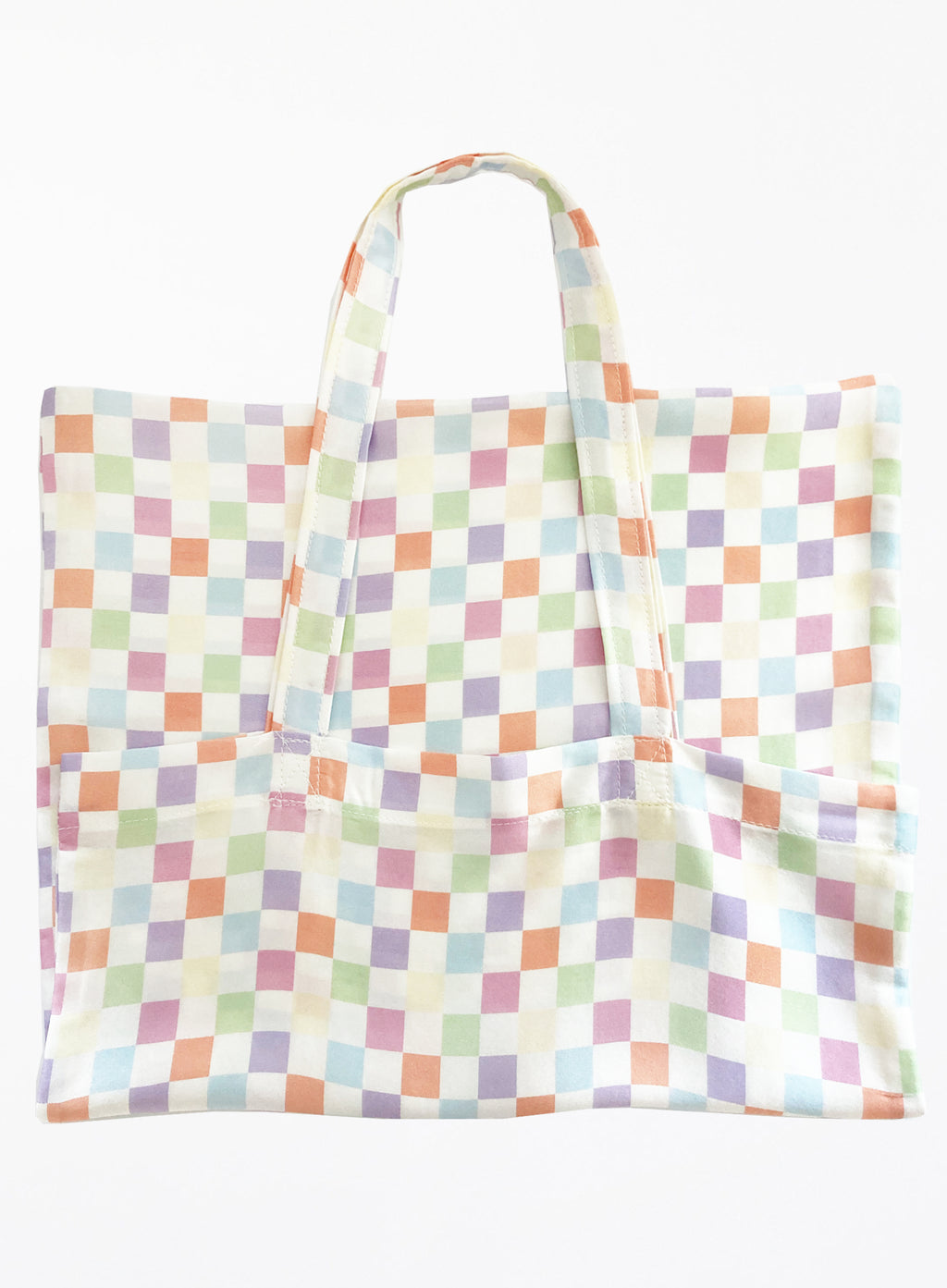 Checked Silk Tote Bag