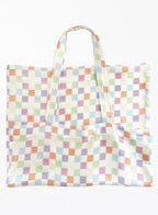 Checked Silk Tote Bag