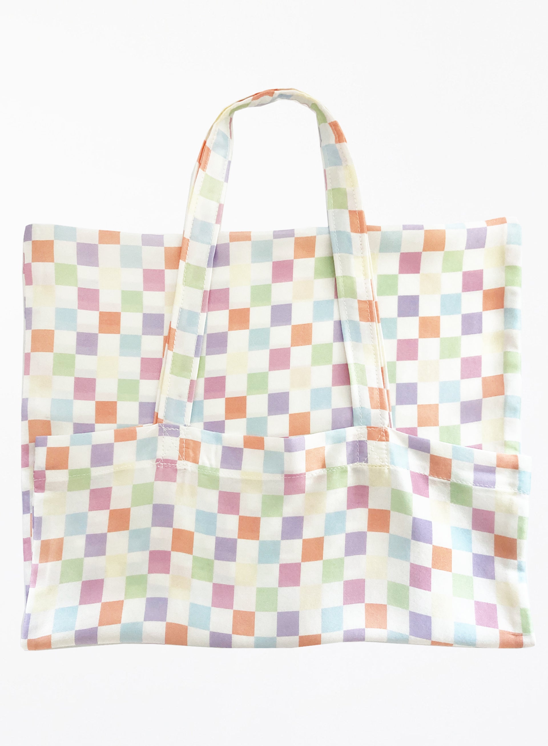 Checked Silk Tote Bag