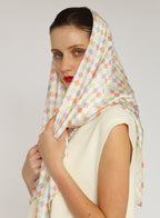 Checked Silk Square Scarf