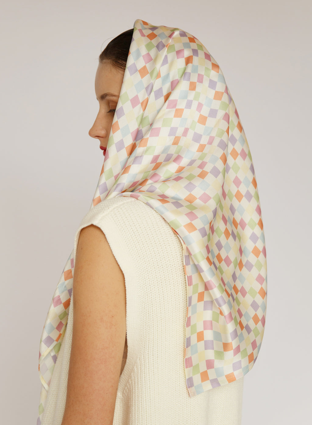 Checked Silk Square Scarf