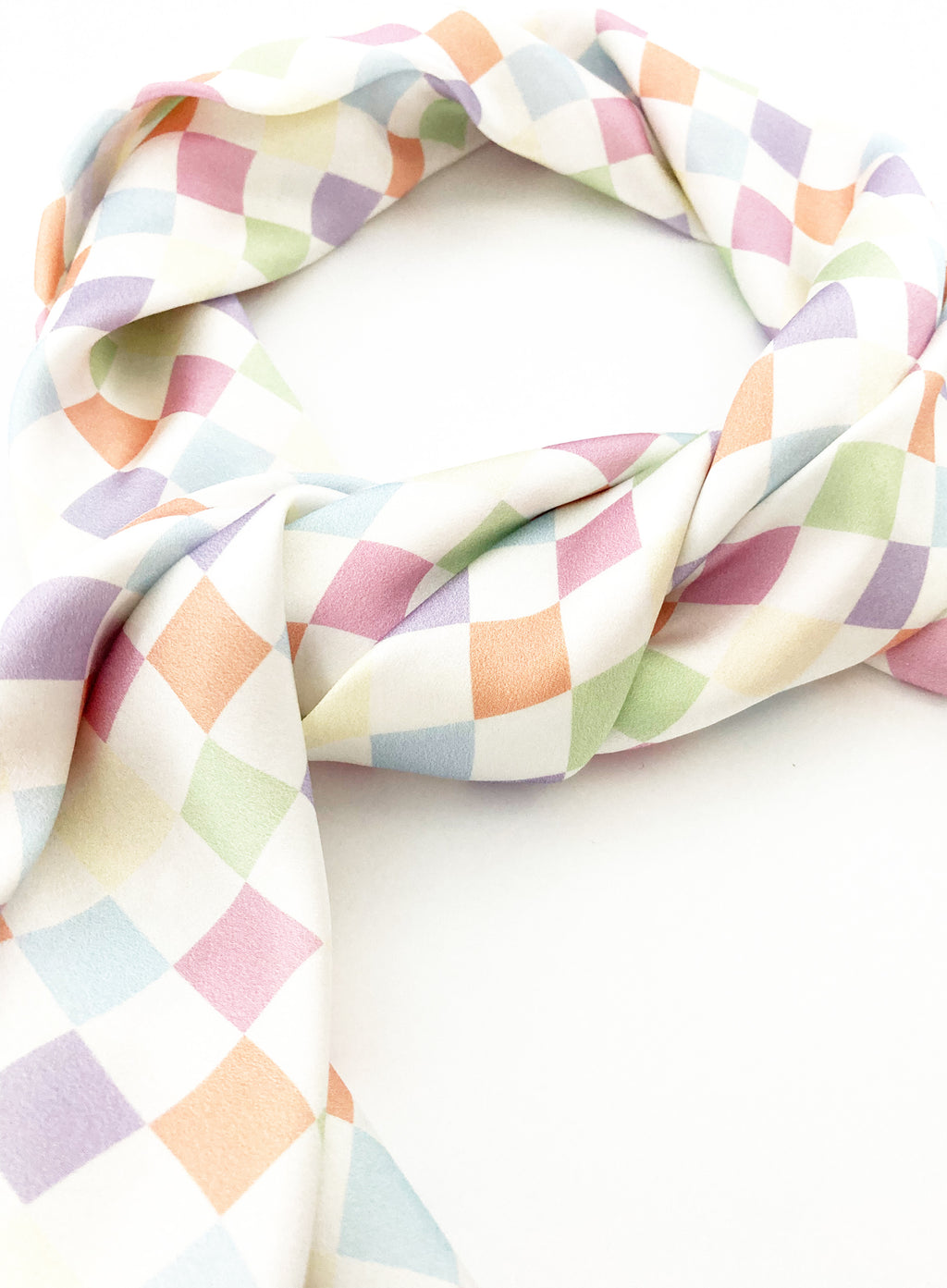 Checked Silk Square Scarf
